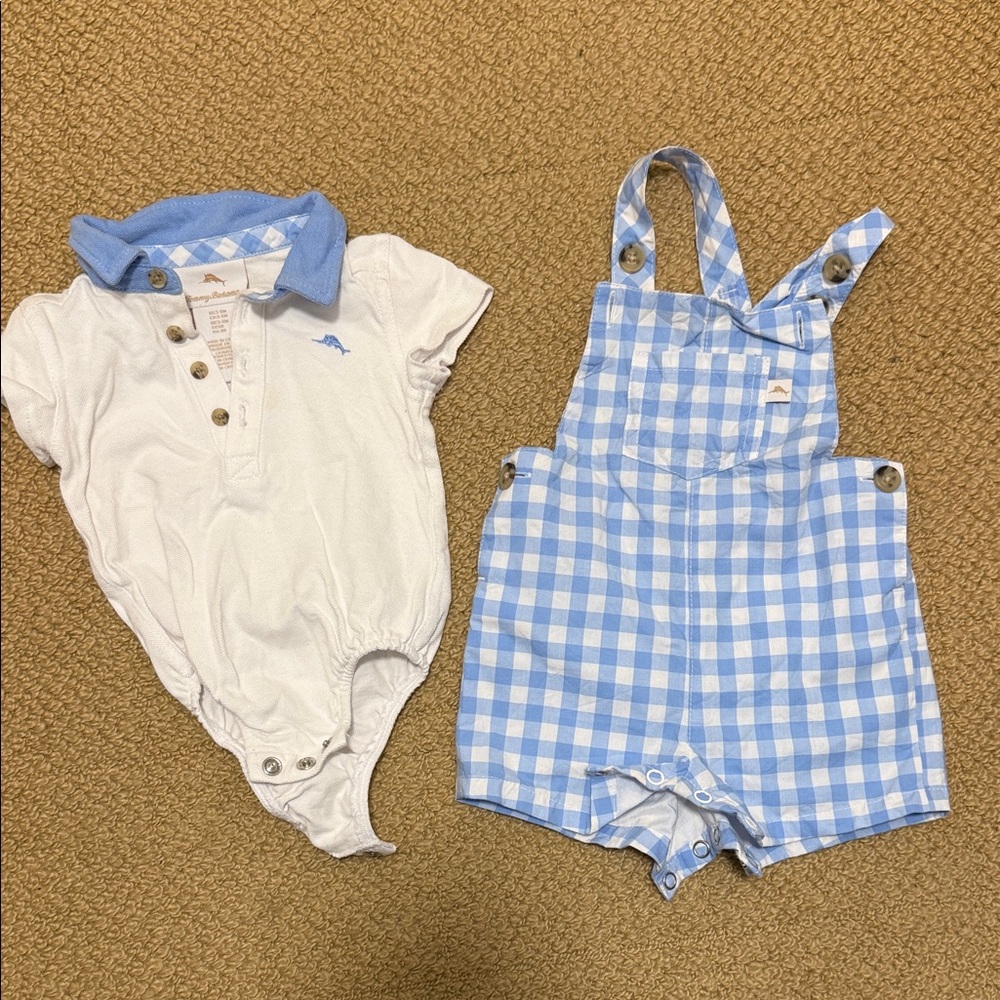 Tommy Bahama Blue and White Baby Outfit Set